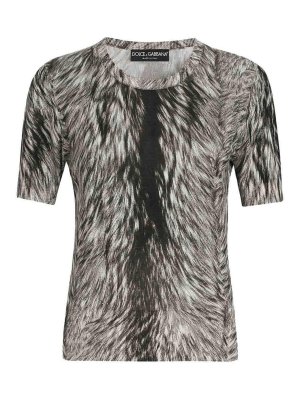 DOLCE & GABBANA: crew necks - Fur Print Silk Sweater