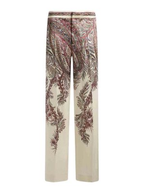 ETRO: pantaloni casual - Pantaloni Palazzo In Raso Stampato