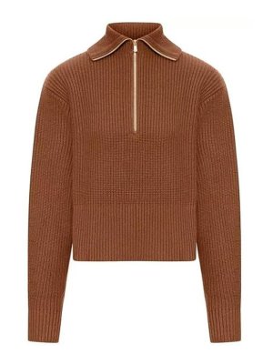 Max Mara: crew necks - Cashmere And Wool Sweater With Zip