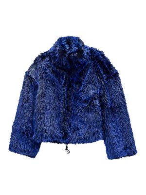 JUST CAVALLI: Abrigos de borreguito y piel  - Abrigo De Piel - Azul