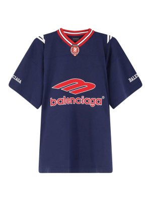 BALENCIAGA: Camisetas - Camiseta - Azul Oscuro