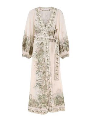 ZIMMERMANN: abiti al ginocchio - Vestito Wanderlust Wrap Midi In Cotone