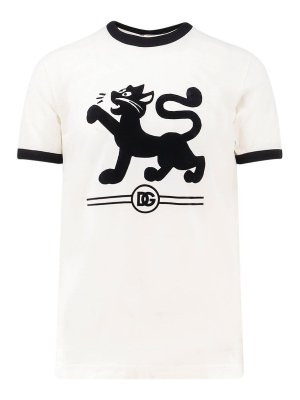 DOLCE & GABBANA: t-shirts - Cotton T-Shirt With Flocked Print