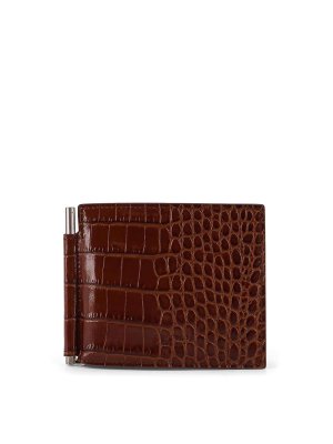 TOM FORD: wallets & purses - Leather Wallet With Croco Print