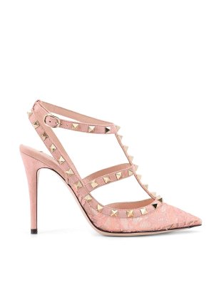 VALENTINO GARAVANI: court shoes - Rockstud Pumps In Suede And Lace