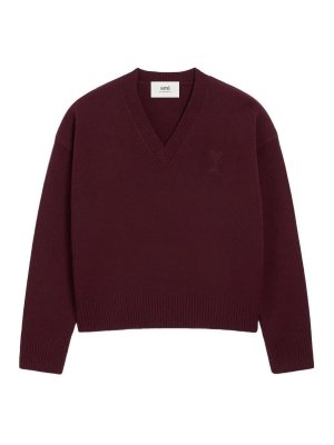 AMI PARIS: crew necks - Pull Col V  De Coeur
