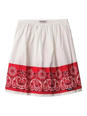 MIU MIU: Knee length skirts & Midi - Flamed Poplin+Band Skirts