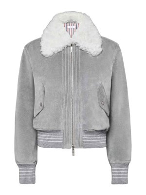 THOM BROWNE: Ledermäntel - Ledermantel - Grau