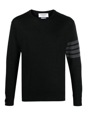 THOM BROWNE: crew necks - Classic Crewneck Pullover W/ Bar Stripe