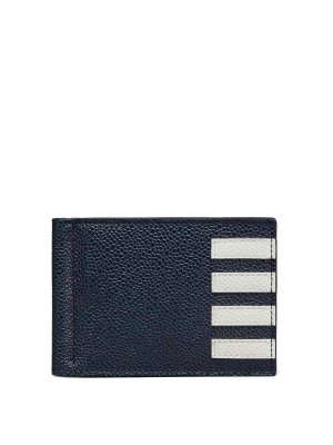 THOM BROWNE: wallets & purses - Money Clip Wallet W/ Side 4 Bar Stripes