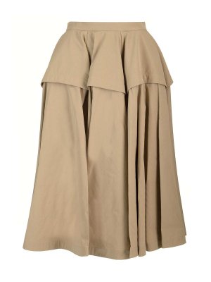 BOTTEGA VENETA: ニーレングススカート＆ミディ丈 - 膝丈/ミディスカート - ベージュ