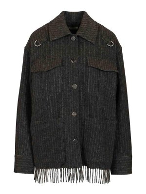 DURAZZI MILANO: knee length coats - Pinstriped Wool Overshirt