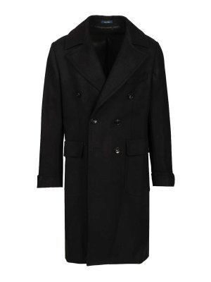 GUARINUCCI: knee length coats - Double-Breasted Wool Coat