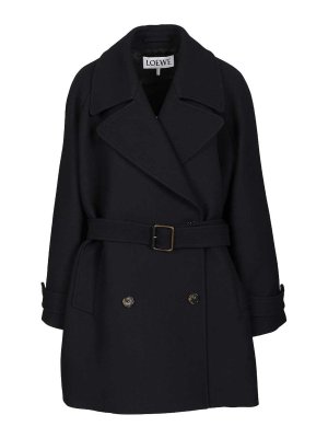 LOEWE: knee length coats - Double-Breasted Coat
