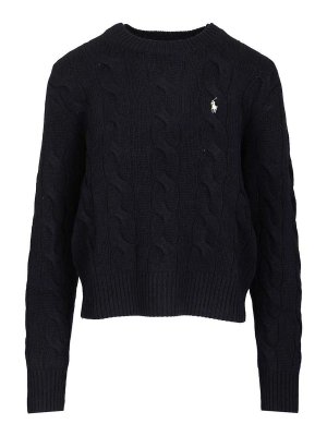 POLO RALPH LAUREN: Strickpullover mit Rundhalsausschnitt - Rundhalspullover - Blau