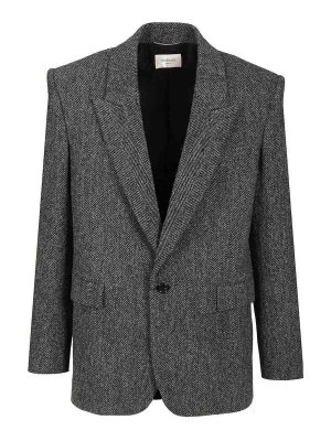 SAINT LAURENT: padded jackets - Worsted Wool Jacket