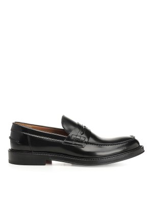 CORVARI: Loafers & Slippers - Black Brushed Leather Penny Loafer
