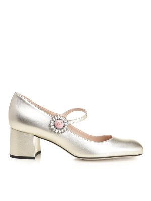 VALENTINO GARAVANI: court shoes - Mary Jane In Silver-Plated Nappa Leather