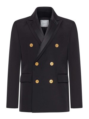 Sacai: casual jackets - Double-Face Cotton And Silk Jacket