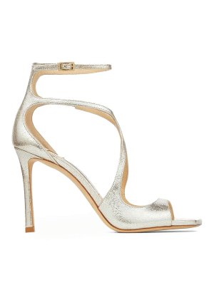 JIMMY CHOO: sandals - Azia 95 Champagne Leather Sandals
