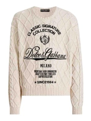 DOLCE & GABBANA: crew necks - Beige wool sweater