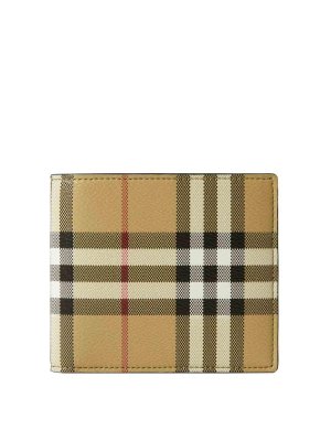 BURBERRY: wallets & purses - Beige coated fabric wallet