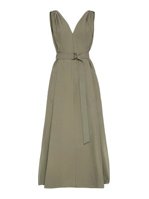 BRUNELLO CUCINELLI: knee length dresses - Belted Dress With Monili Shoulder