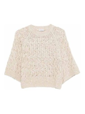BRUNELLO CUCINELLI: Strickpullover mit Rundhalsausschnitt - Rundhalspullover - Taupe