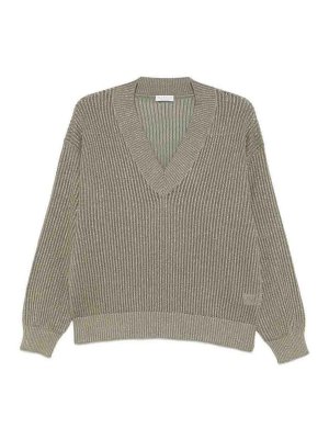BRUNELLO CUCINELLI: Strickpullover mit Rundhalsausschnitt - Rundhalspullover - Grün