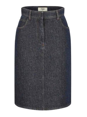 FENDI: Knee length skirts & Midi - Ff Padded Denim Skirt