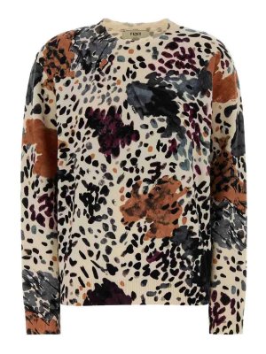 FENDI: crew necks - Falena Printed Sweater