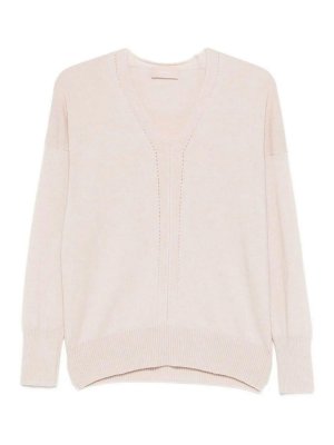 DRUMOHR: Suéteres con cuello pico - Suéter Con Cuello De Pico - Beis