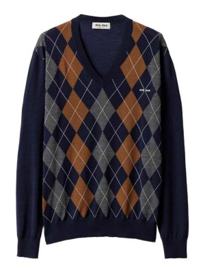 MIU MIU: v necks - Argyle V-Neck
