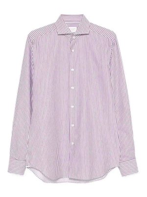 XACUS: shirts - Twill Stripe Long Sleeve Shirt