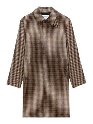 SAINT LAURENT: knee length coats - Vichy-Check Mac Coat