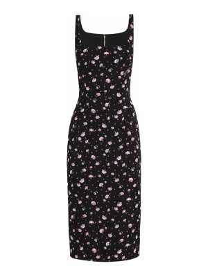 DOLCE & GABBANA: abiti al ginocchio - Vestito tubino con stampa garofani