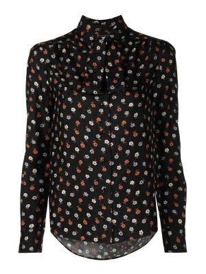 SAINT LAURENT: blouses - Floral-Print Long-Sleeve Blouse