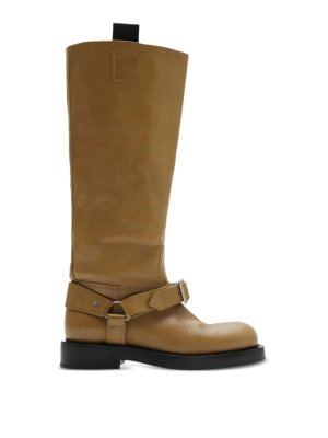 BURBERRY: boots - Leather Saddle High Boots