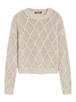 MAX MARA STUDIO: Strickpullover mit Rundhalsausschnitt - Rundhalspullover - Beige
