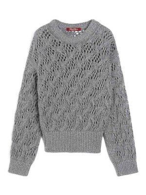 MAX MARA STUDIO: Strickpullover mit Rundhalsausschnitt - Rundhalspullover - Grau