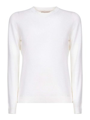 Paolo Fiorillo: Strickpullover mit Rundhalsausschnitt - Rundhalspullover - Weiß