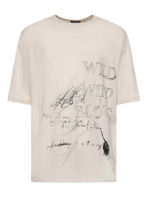ANN DEMEULEMEESTER: t-shirt - T-shirt in cotone con vento selvaggio