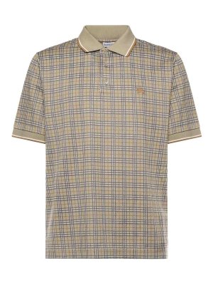 BURBERRY: polo shirts - Check Cotton Blend Polo Shirt