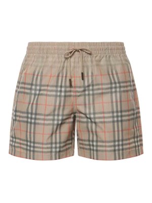 BURBERRY: one-piece - Swim Trunks With A Faded Check Pattern