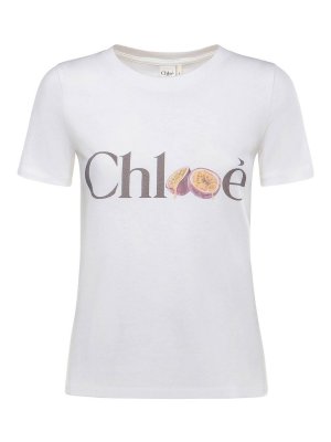 CHLOE': t-shirt - T-shirt in jersey di cotone con logo