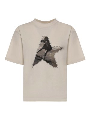 GOLDEN GOOSE: t-shirt - T-shirt in cotone stampato