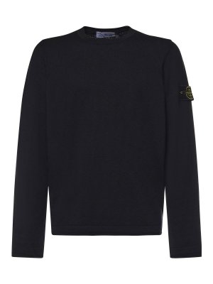 STONE ISLAND: Strickpullover mit Rundhalsausschnitt - Rundhalspullover - Schwarz