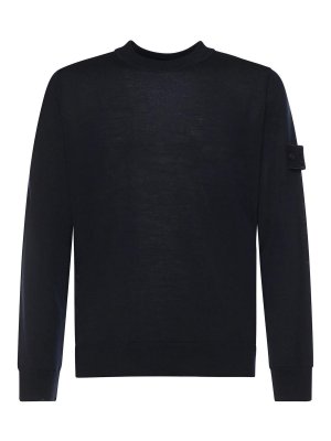 STONE ISLAND: crew necks - Crewneck Wool Sweater With Logo