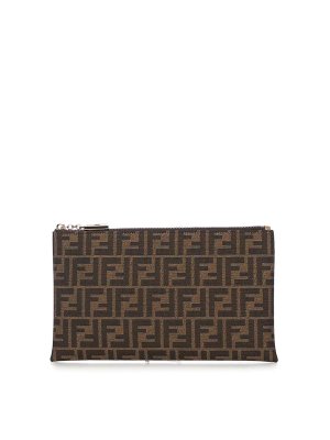 FENDI: totes bags - Medium Baguette Ff Jacquard Flat Pouch