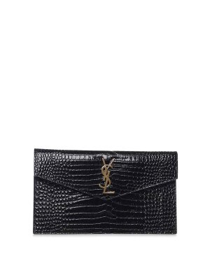 SAINT LAURENT: clutches - Uptown Cassandre Leather Clutch